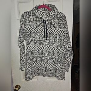 Chaps Aztec Print Funnel‎ Cowl Neck Knit Sweater Women’s Size Medium NWT